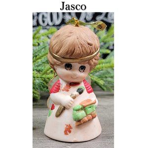 Vintage Jasco Porcelain Bell Christmas Ornament Lil Angel Chimers